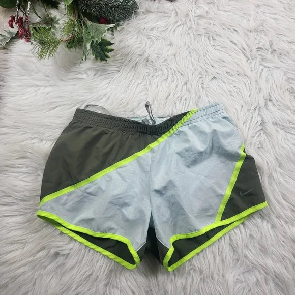 Nike Dri Fit Womens Olive Green Neon Active Athletic Short - Picture 1 of 3